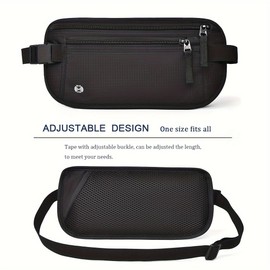 Travel Money Belt with Anti-Theft Zippered Pull Slim Travel Pouch with RFID Blocking Fabric to Protect Credit Cash, Passports