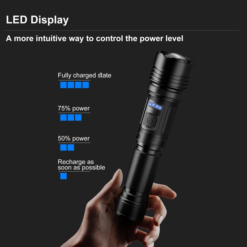 Flashlight High Lumens, Magnetic Super Bright Flashlights, 1000000 Lumens Led
