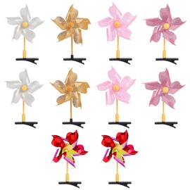 Framendino, 10 Pack Pinwheel Hair Clips Sequins Windmill Hairpins Clip Pinwheels Barrettes for Accessories