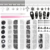 Goth Spike & Starburst Cross Nail Studs, Black Silver Beads