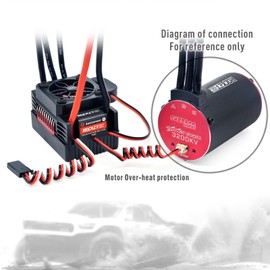 Surpass Hobyy RC Brushless Motor,Rocket V2 Supersonic 3650 3250KV 4 Pole Brushless Motor with 60A ESC Set for 1/10 RC Car Upgrade Parts
