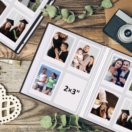 vivinin 2PCS Polaroid Photo Album, 2x3 Inch Pockets Mini Photo Album for 104 Pockets Hold 208 Pictures, Linen Hardcover Polaroid Album Book for Photos, Family Anniversaries, Baby Vacations (Black)