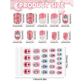 Kalolary 144 Pieces Kids Artificial Nails To Press Nail Color Short Artificial Nails Artificial Nails Full Tips For Girls Gifts, Beautiful Valentine's Day Gifts (6 Pack) For Little Girls Nail Art