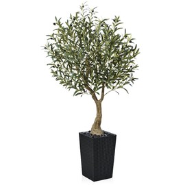 VeriNatural Artificial Olive Tree 5ft, Tall Fake Tree for Indoor & Outdoor Decor with Black Pot & Pebbles, UV Resistant Silk Leaves, Realistic Faux Potted Plant for Living Room,Office,Home Decor,VN137