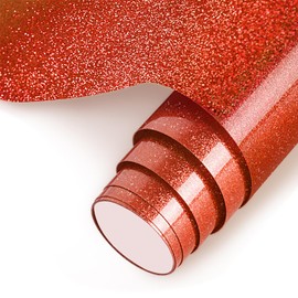 NANAPLUMS Plotter Film Textile, Glitter 3D Puff Vinyl - 30.5 x 100 cm Puff HTV Vinyl Roll for T-Shirts, 3D Puff Heat Transfer Vinyl, Glitter Red