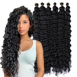 Mayloss 6Packs/Lot (14/18/22/28) inch Deep wavy Crochet Hair Long Curly Crochet hair for Women Ocean wave braiding hair Deep Twist Crochet Braids Synthetic Braiding Hair Extensions (Ａ1, 18inch)