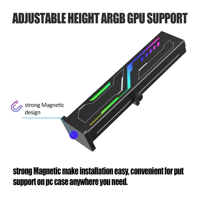 Black Graphics Card Support Bracket ARGB VE180-Black, GPU Stand Brace