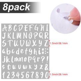 Outus 576 Pieces 8 Sheets Letters Stickers Self Adhesive Vinyl Letter Alphabet Number Stickers Mailbox Numbers Sticker, Decals for Classroom Decor, Sign, Door(White,1.5 Inch)