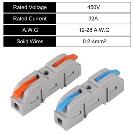 30Pcs Quick Connect Electrical Splicing Wire Connectors Kit Lever Wire Connectors Compact Butt Splice Inline Terminals AWG 28-12 1 in 1 Out Insulated Terminal for Home Terminal Block Connector