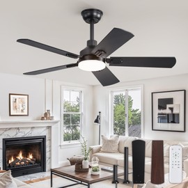 ZMISHIBO 44" Ceiling Fans with Lights, Black Modern Ceiling Fan with Remote, Farmhouse Indoor Ceiling Fan with Dual Finish Blades, Quiet & Strong Motor, Bright LED Light.