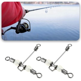 EMSea 20pcs 1/0x1# 45x40mm 95LBs Heavy Duty 3 Way Fishing Swivels Luminous Triple T-Barrel Cross Line Swivels with Pear Beads for Saltwater Freshwater Tackle