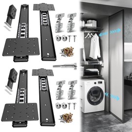 Pocket Door Slides, Cabinet Pocket Door Slide,Pocket Door Hinge,Cabinet Pocket Door Hardware Kit Fit,Pivot Door Slide Hardware Inset,with Magnetic Push-Pull Latch,for Cabinet Door (4PCS, 16in)