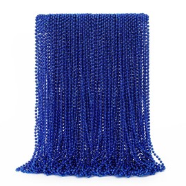 50PCS Christmas Bead Necklace, Blue Bead Necklaces Stuff, 33" Mardi Gras Beads Necklace Costume, Festival Parade Throw Accessories for Wedding Birthday Party Events Supplies Decorations