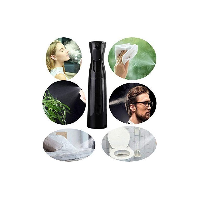 DilaBee Black Hair Spray Water Bottle Continuous Pressurized 360 Fine