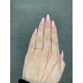 .925 Sterling Silver 1/3 Cttw Lab Grown White Sapphire Gemstone April Birthstone Stacking Ring- Size 8