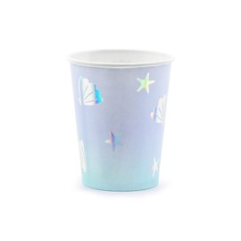 PartyDeco Paper Cups Narwal Disposable Set of 6 220 ml Drinking Cups Cardboard Children's Birthday Party KPP55-EU1 - Cups / Drinking Cups Made of Paper