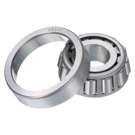 sourcing map 30302 Tapered Roller Bearing Cone and Cup, 15mm Bore x 42mm OD x 14mm Thick, Chrome Steel Taper Bearing Set, ABEC-5