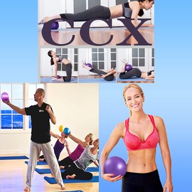 MOMPLUS 9 Inch Exercise Pilates Mini Yoga Balls Barre for Home Stability Squishy Training Physical Therapy Improves Balance with Inflatable Straw(Orange)