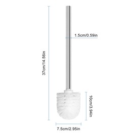 Toilet Brush with Stainless Steel Handle, 7.5 cm Diameter, Set of 4, Replaceable Brush Head, White