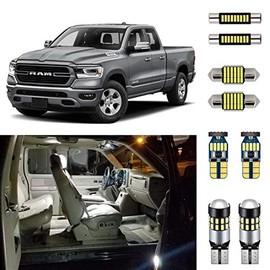 AUTOGINE 12 Piece White Interior LED Lights Kit for 2019 2020 2021 Dodge Ram 1500 2500 3500 Super Bright 6000K Interior LED Light Bulbs Package + Install Tool