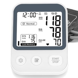 Oklar Blood Pressure Monitor Upper Arm BP Machine for Home Use 2x120 Memory Voice Broadcast Large LCD Backlit Display Adjustable Cuff 8.7"-16.5" with Storage Bag, Dark Grey