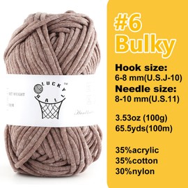 100g Yarn for Crocheting and Knitting,66yds/60m Cotton Yarn for Beginners,Cotton-Nylon Acrylic Blend Yarn for Beginners Crochet Kit Making(Cafe Au Lait)