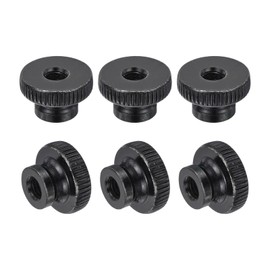sourcing map Knurled Thumb Nuts, 6Pcs M6 x 20 x 12mm Carbon Steel Knurled Nut, Adjusting Round Knobs Fasteners Nuts for 3D Printer Parts, Black