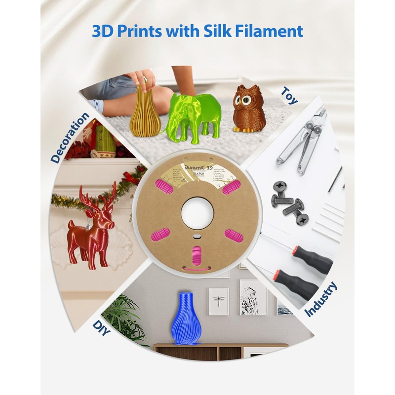 DURAMIC 3D PLA Filament 1.75mm 1kg Spool, Jam-Free High Stifness
