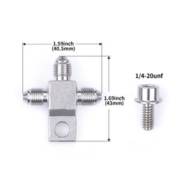 CNRAQR Stainless Steel AN3-3AN Male Brake Hose End Tee Block with screw 1/4-20 unf Titanium Color