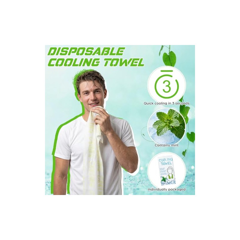 25 Count Extra Large Disposable Cooling Towels for Sports &