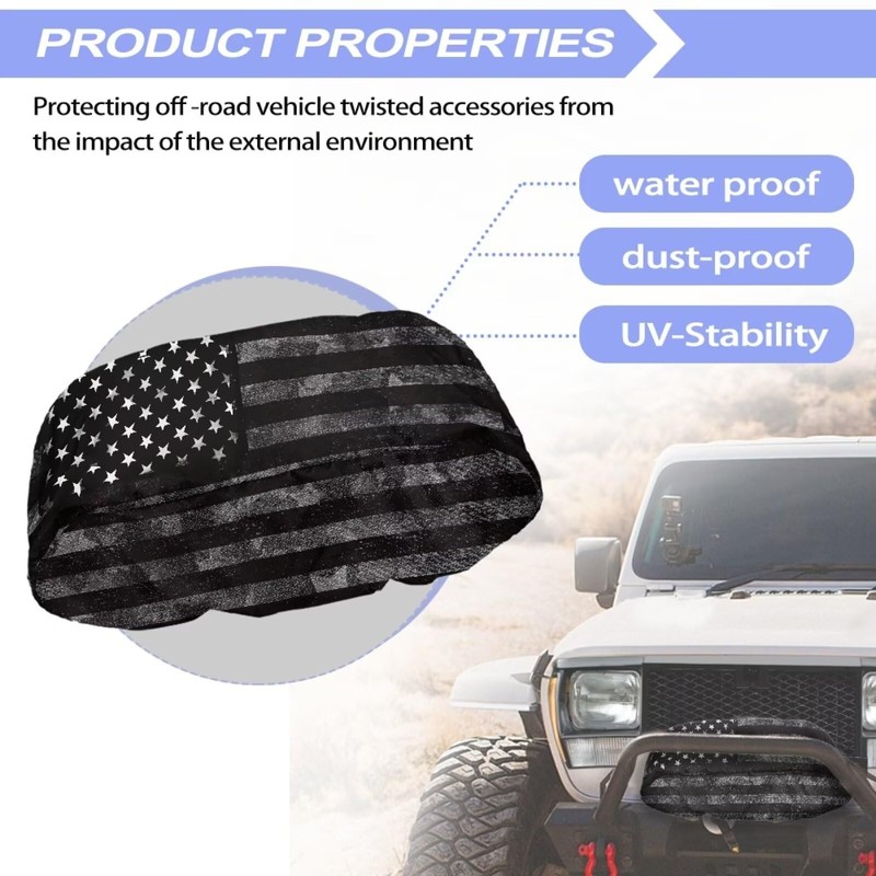 Brosoneto American Flag Waterproof Winch Cover, Badlands Winch Cover, Breathable