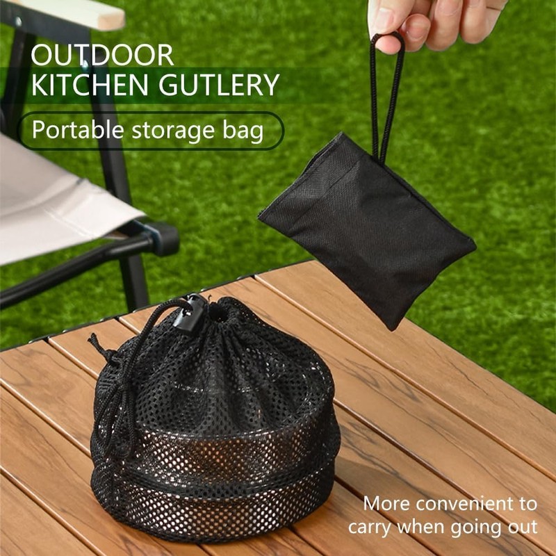 ABDULWEN Outdoor Hiking Picnic Stainless Steel Camping Tableware Kit with