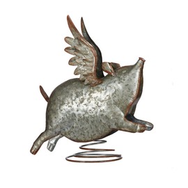 Contemporary Home Living 11" Silver Unique Animalistic Flying Pig Tall Table Top Decor