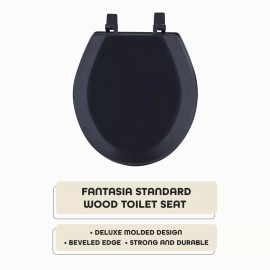 Achim Home Furnishings 17 Inch Black Wood Toilet Seat Standard Durable Easy Install Bathroom Decor