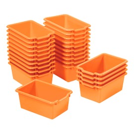 ECR4Kids Scoop Front Storage Bins, Multipurpose Organization, Orange, 25-Piece