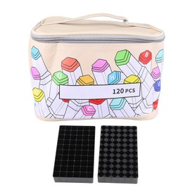 Marker Case 120 Storage Holders with Handle Large Opening Prevent Deformation PU Leather Marker Case for Travel