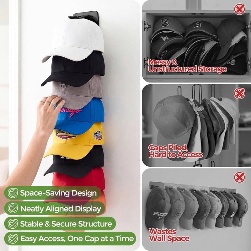 HYASTO Hat Organizer 36 Baseball Caps Rack Holder 2 Pack