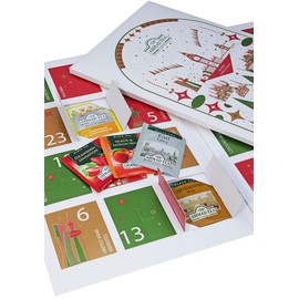 Ahmad Tea Advent Calendar 2023 - Tea Calendar to Stand Up with 24 Different Types of Tea - Black Tea, Green Tea, Fruit and Herbal Tea - 24 Individually Packed, Aroma-Sealed Tea Loot with Ribbon