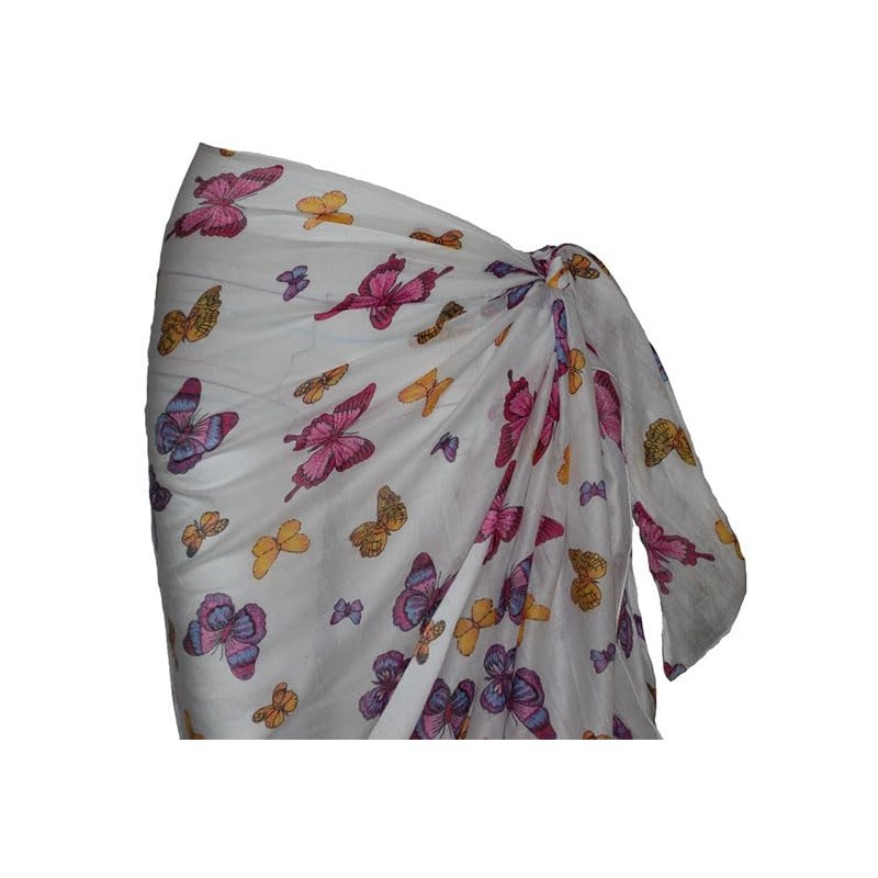 P4F White Cotton Butterfly Sarong