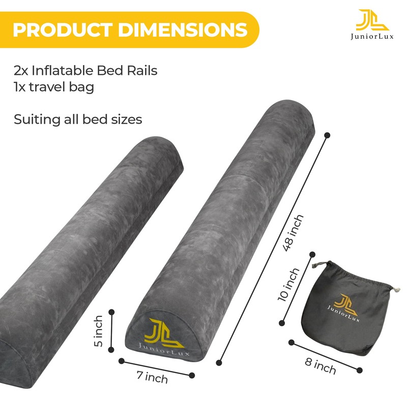 JuniorLux Inflatable Bed Rails for Toddlers & Kids (2-Pack) -