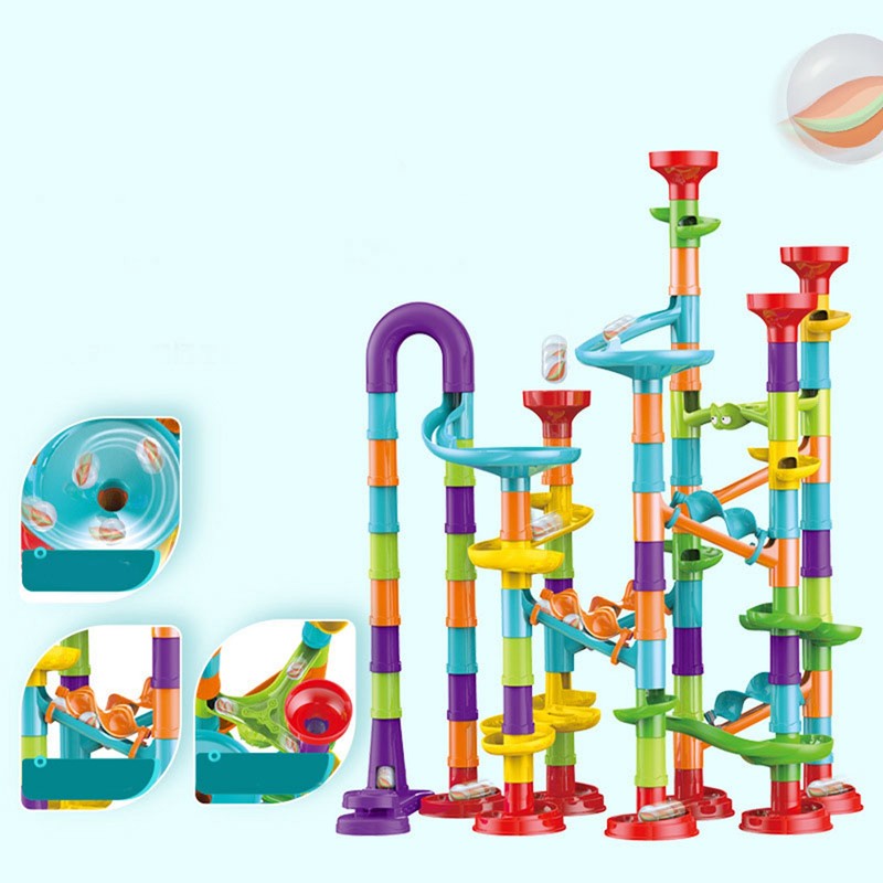 Roll Ball Track Building Blocks Colorful Stereoscopic Maze Stacking Toys