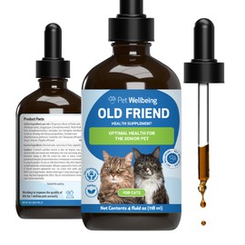 Pet Wellbeing Old Friend for Senior Cats - Supports Immune System Health, Joint Mobility, Healthy Energy Levels, Alfalfa, Reishi - Veterinarian-Formulated Herbal Supplement 4 oz (118 ml)