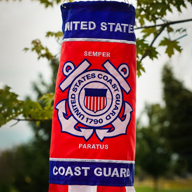 In the Breeze U.S. Coast Guard Windsock, 40-Inch,Red,Blue,White,6" W x