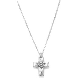 IVY & BAUBLE Oxidized Sterling Silver Reversible Cross Charm with Cultured Freshwater Pearl Pendant Necklace, 18”