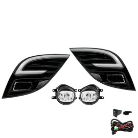 LED Fog Lights Compatible with 2018 2019 2020 Toyota Camry SE XSE w/Amber Turn Signal,Day Running Light,Blue Light at Night,Front Bumper Lights with Switch Wiring Harness 1 Pair of Fog Lamps