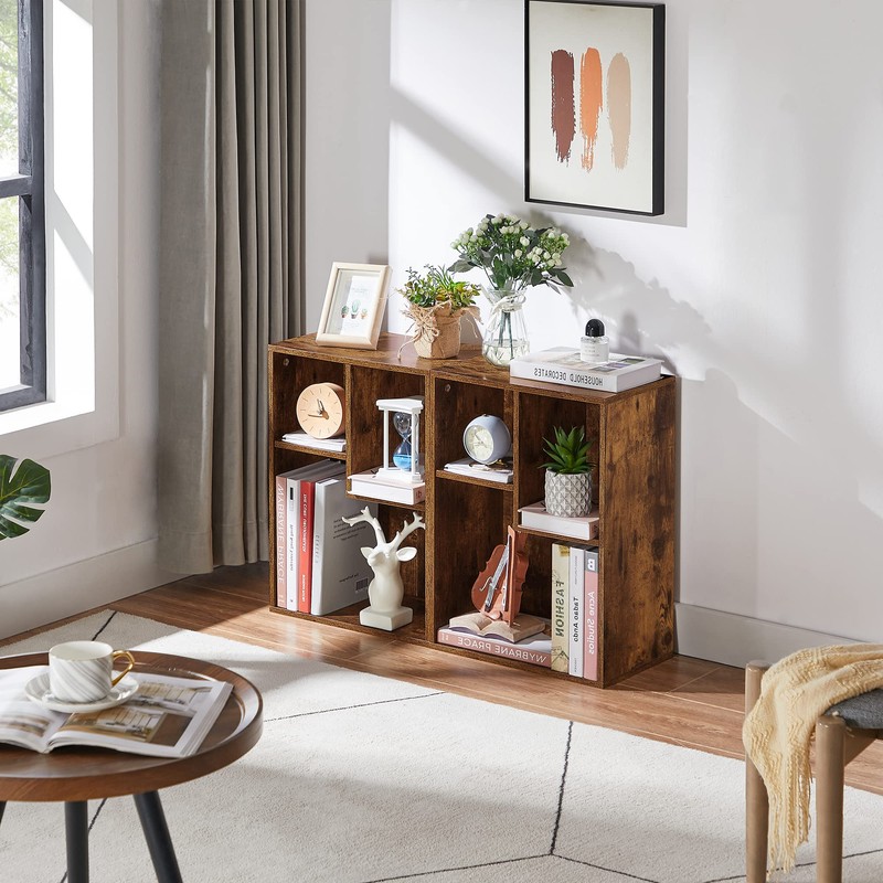 VECELO 3-Cube Small Bookshelf, Modern Bookcases with Shelves Height Up