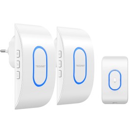 TECKNET IP65 Wireless Doorbell Outdoor Waterproof 400 m Range Wireless Bell 2 Receivers 5 Volume Levels 60 Melodies Bell Front Door with LED White
