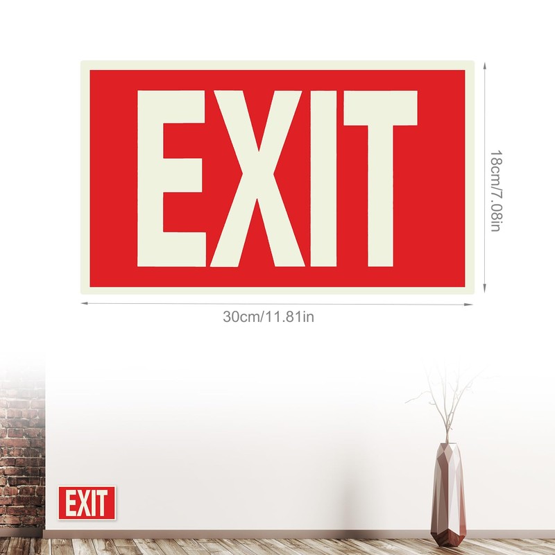 Glow In The Dark Exit Sign Stickers, Photoluminescent Exit Sign