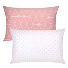 Toddler Pillowcase - 100% Cotton 2 Pieces of Envelope Pillowcase Fits Size 18x13 and 16x12 Inch Pillow Case for Baby Girl Crib Child Bed, Travel, Soft and Comfotable Bedding Set