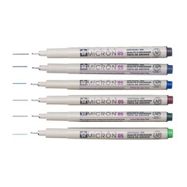 Sakura PIGMA Micron 05 Fineliner Pen, Ass't Colours, Set of 6, Fresh Green, Royal Blue, Burgundy, Hunter Green, Blue/Black, Sepia